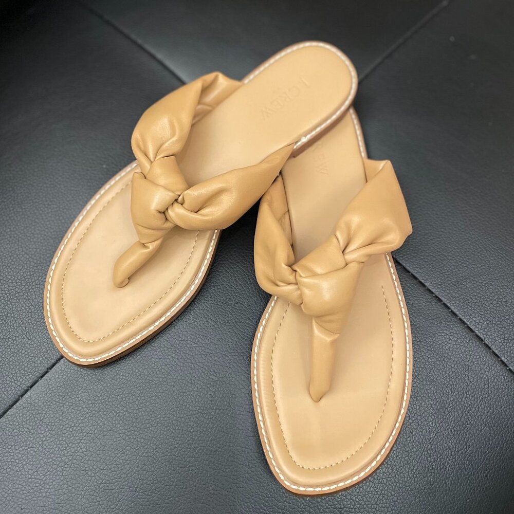 J.Crew Knotted Thong Sandals in Caramel Faux Leather Size 8 New Condition!